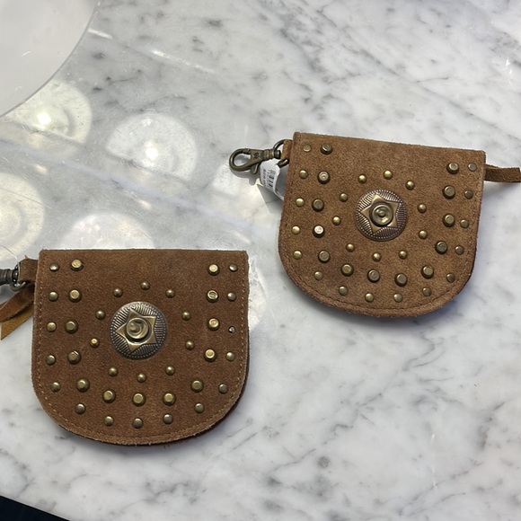 Free People Studded Clip On Wallet Leather in Color: Cognac NWT - Picture 4 of 16